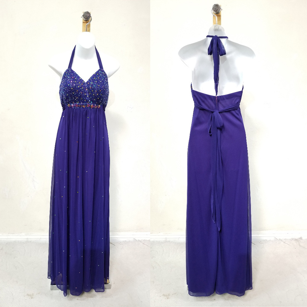Hand Decorated Purple Evening Dress